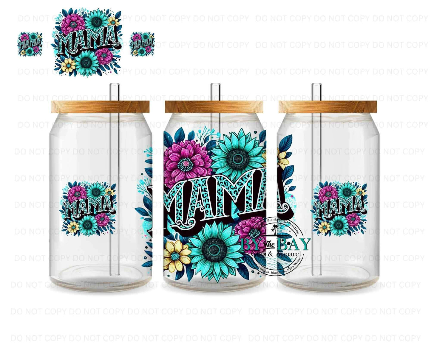 Mama Teal Flowers 16OZ Wrap