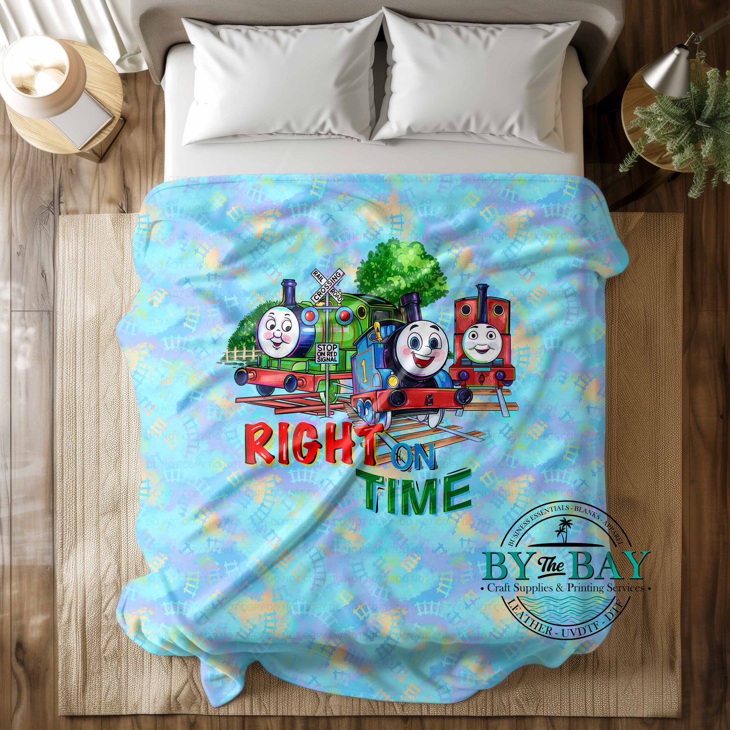 TTrain Blue tracks Squish Minky Blankets (Various Sizes)
