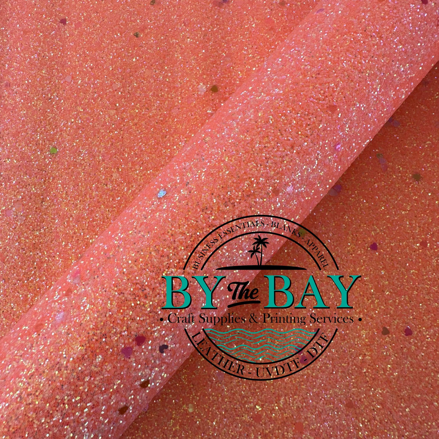 Chunky Glitter - Peach hearts