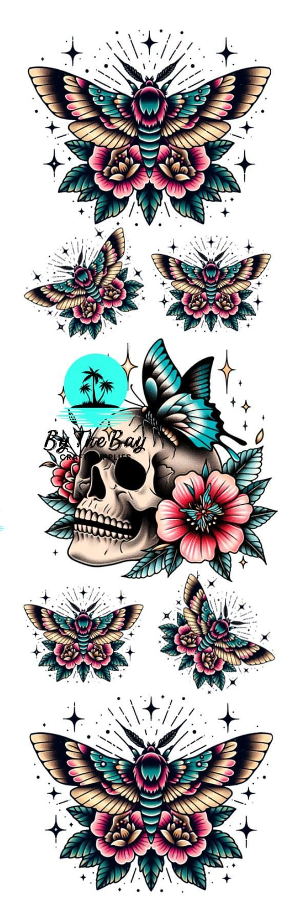 Skull, Butterfly & Moth Bookmark