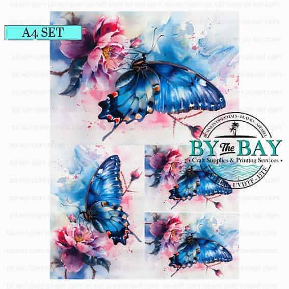 A4 Blue Butterflies Set