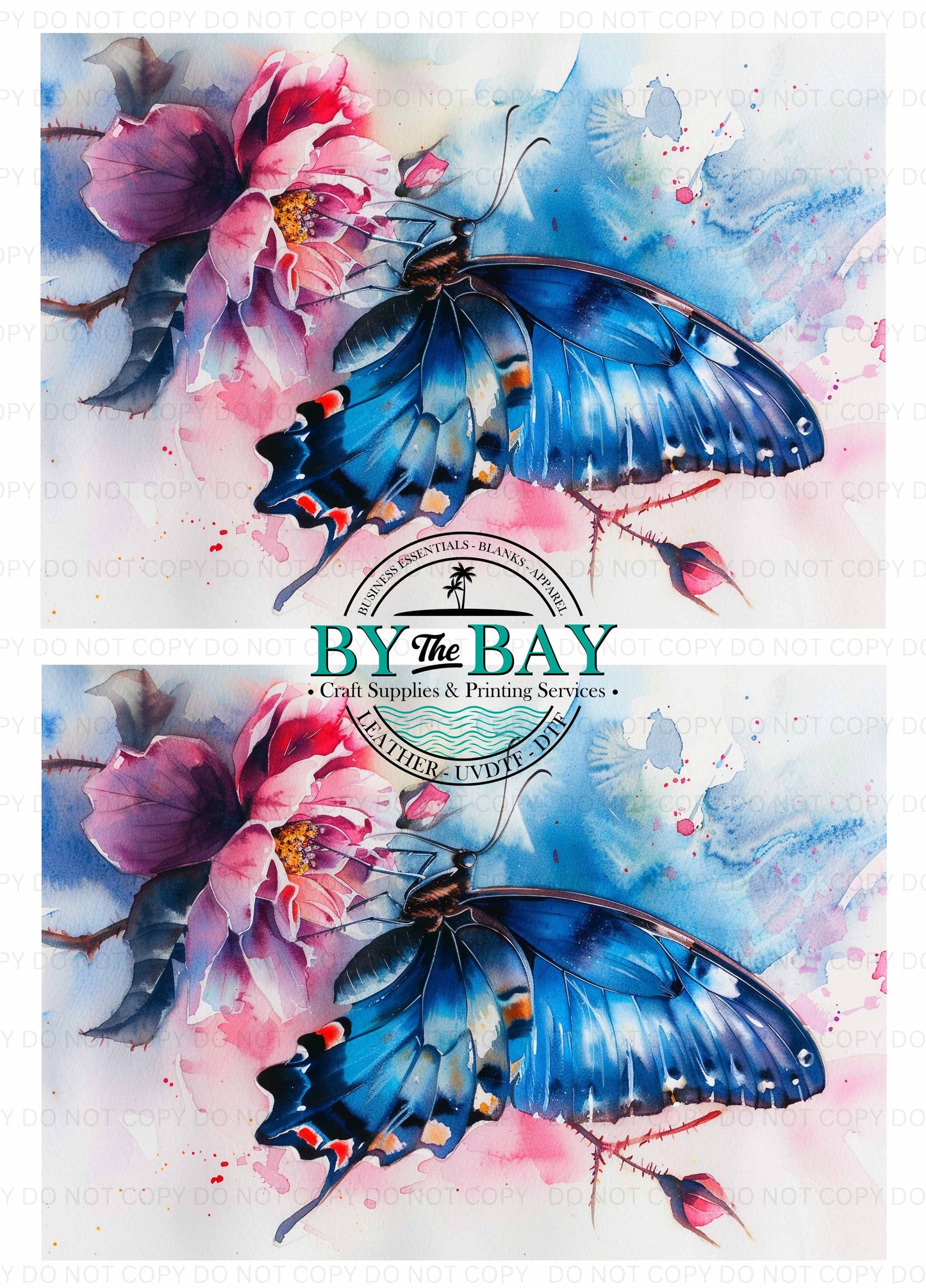 Watercolour Blue Butterfly Panel (Various Sizes)