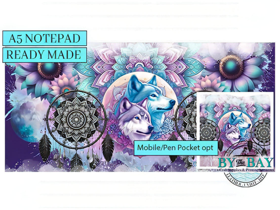 Wolf Dreamcatchers - Ready made notepad Cover (Notepad & Pocket options available)