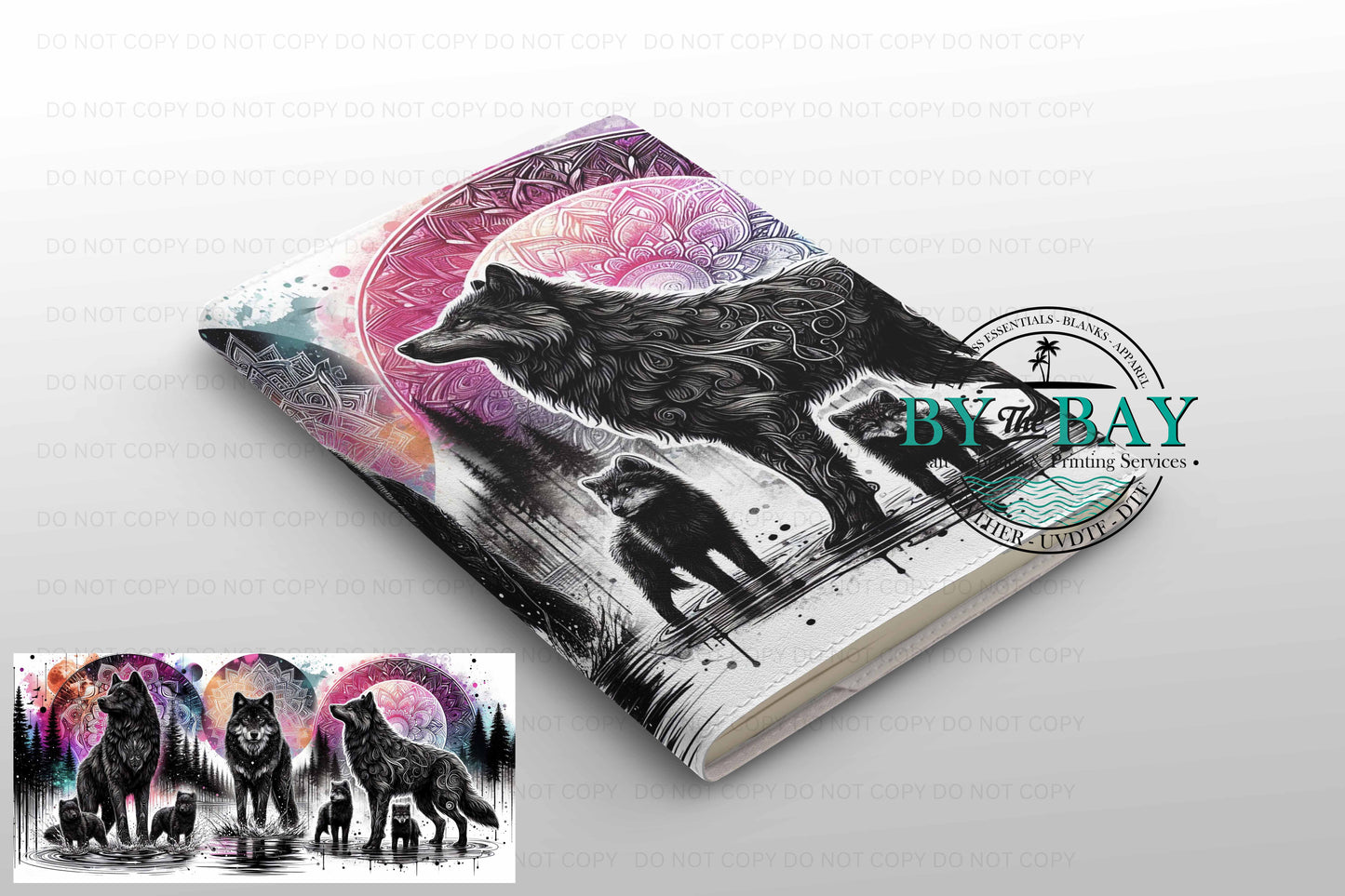 Wolf Mandala - Ready made notepad Cover (Notepad & Pocket options available)