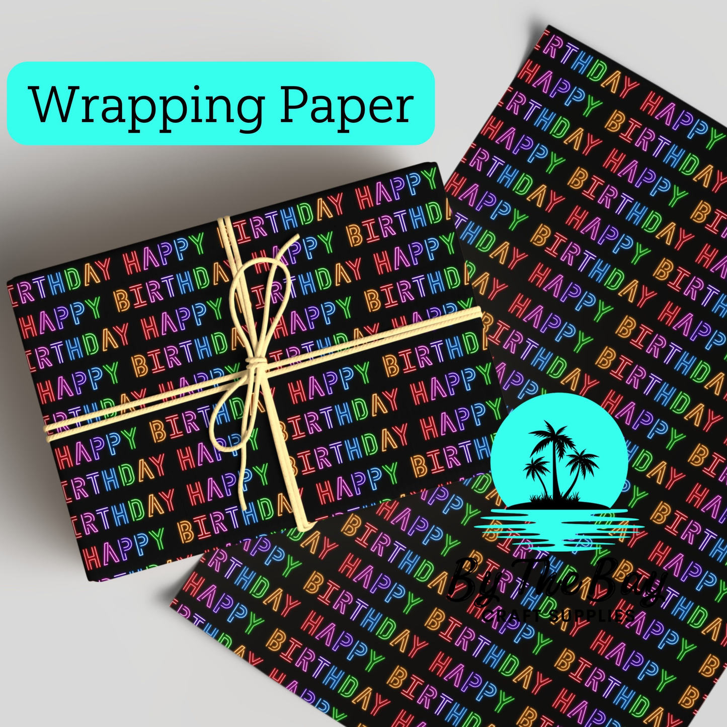 Neon Happy Birthday Wrapping Paper