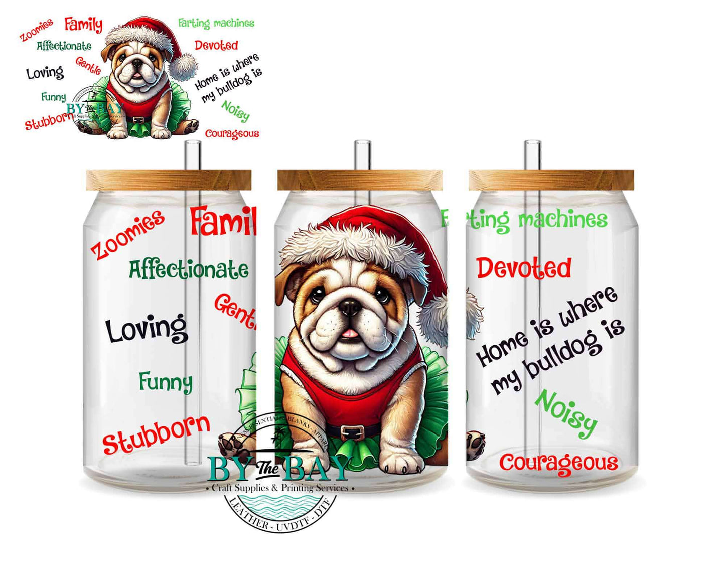 Xmas Bulldog Girl 16oz Wrap