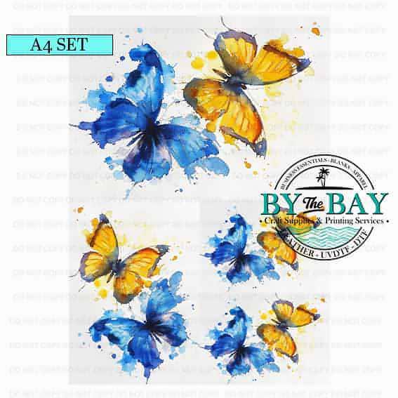 A4 Yellow Blue Butterflies Set