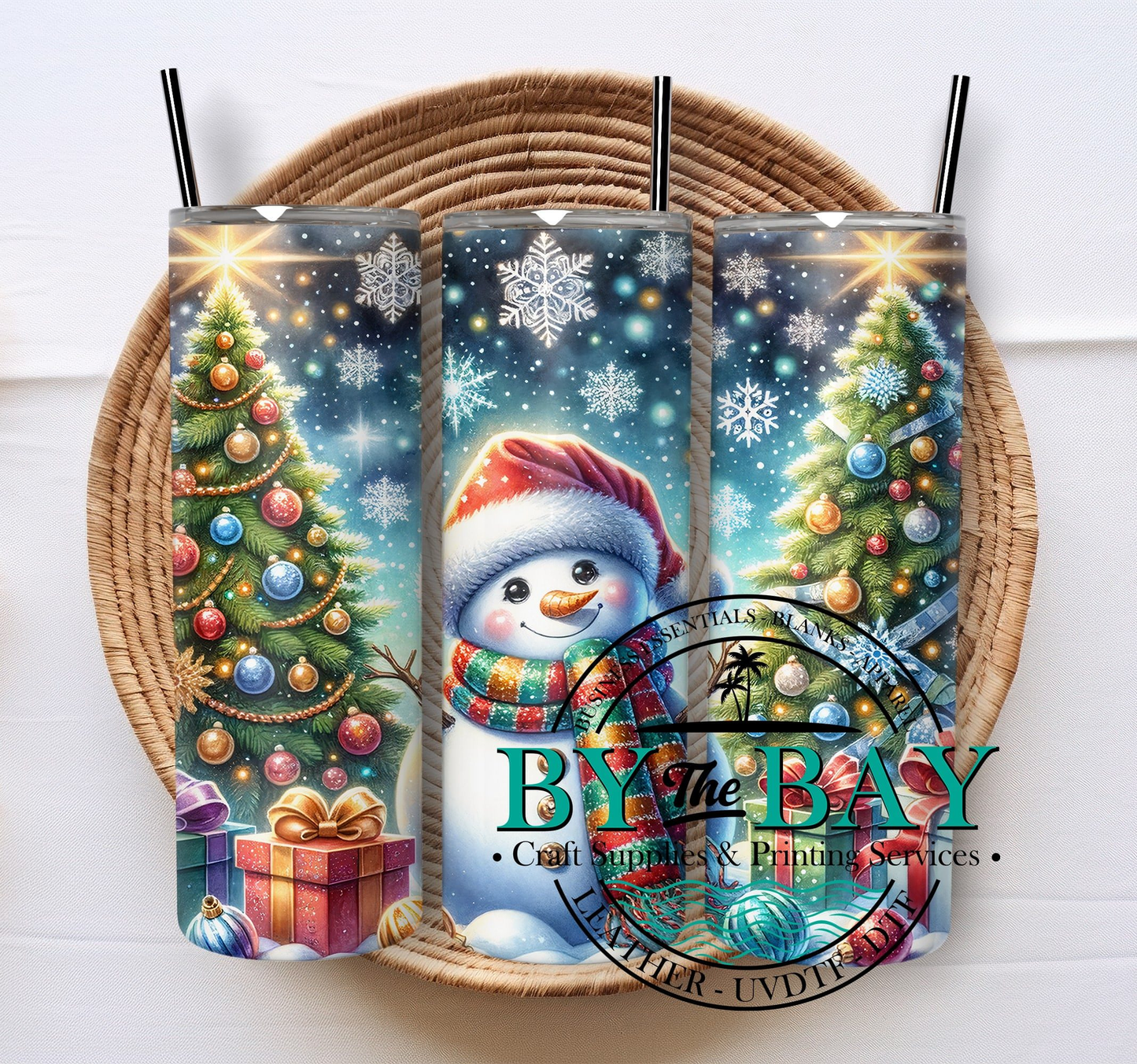 Glitter snowman 20oz SUB tumbler print
