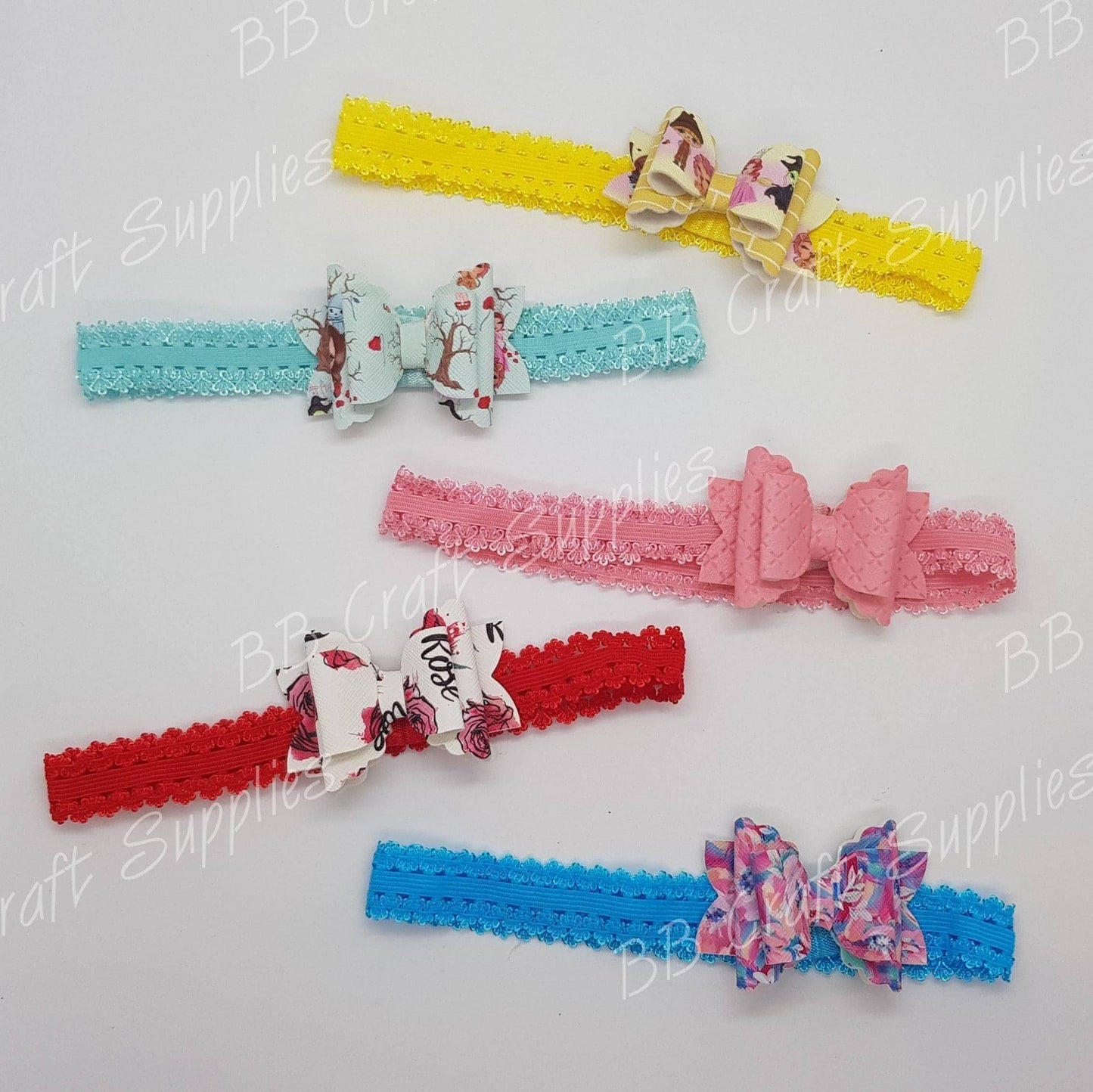 Lace Interchangeable Headband - Accessories, black, blue, bow, Hair, Headband, interchangable, Lace, orange, pink, purple, Strap, white, yellow - Bare Butler Faux Leather Supplies