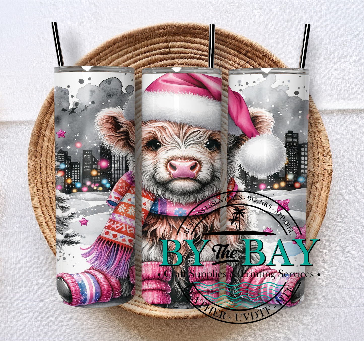 Pink Highland Cow 20oz SUB tumbler print