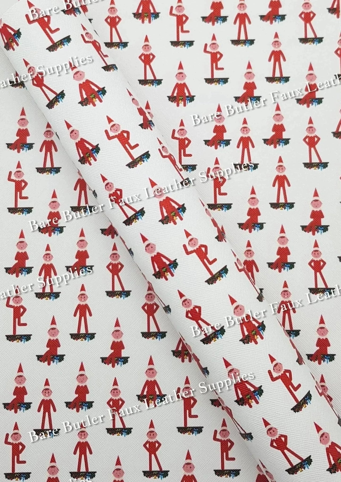 Red Elves Faux Leather - Elf, Elf on the shelf, Faux, Faux Leather, Leather, leatherette - Bare Butler Faux Leather Supplies