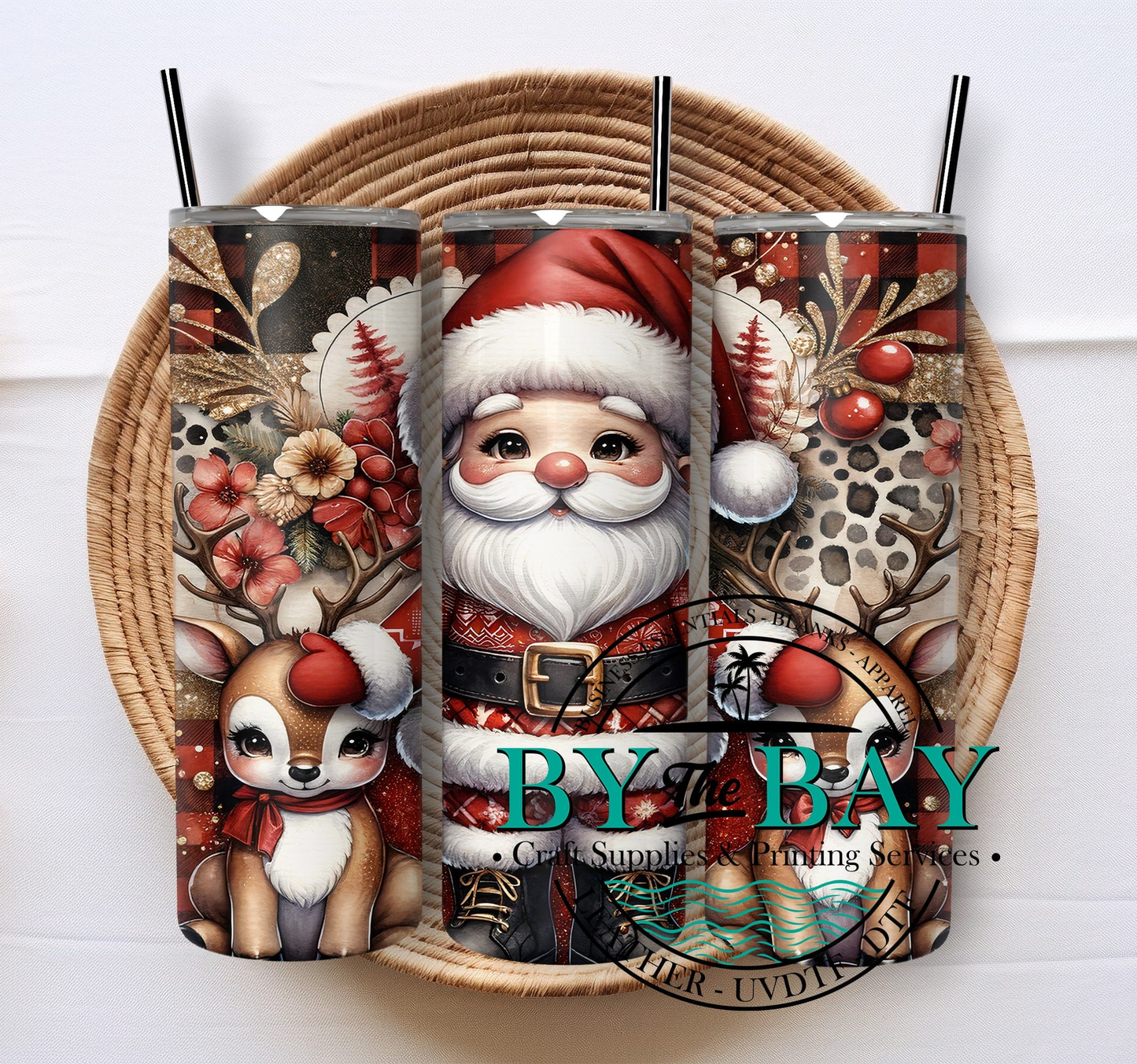 Santa and reindeers 20oz SUB tumbler print