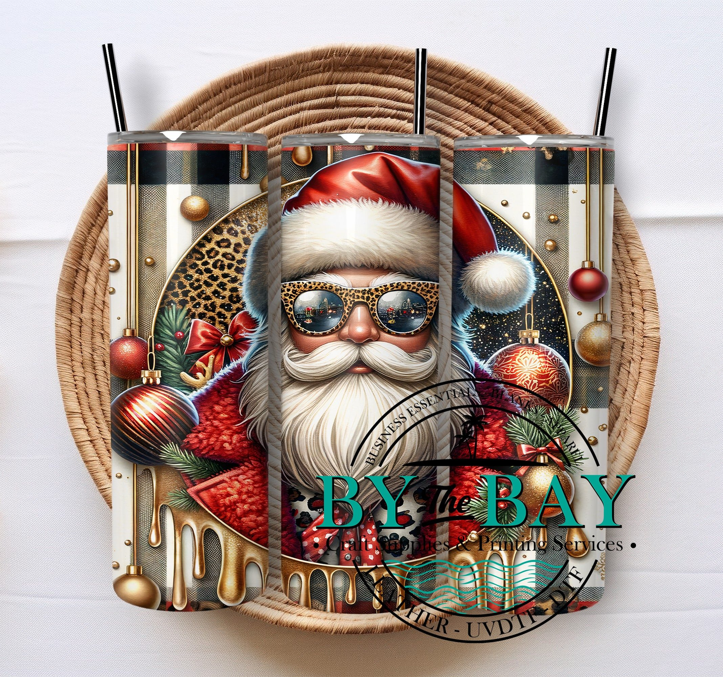 Santa Sunglasses 20oz SUB tumbler print