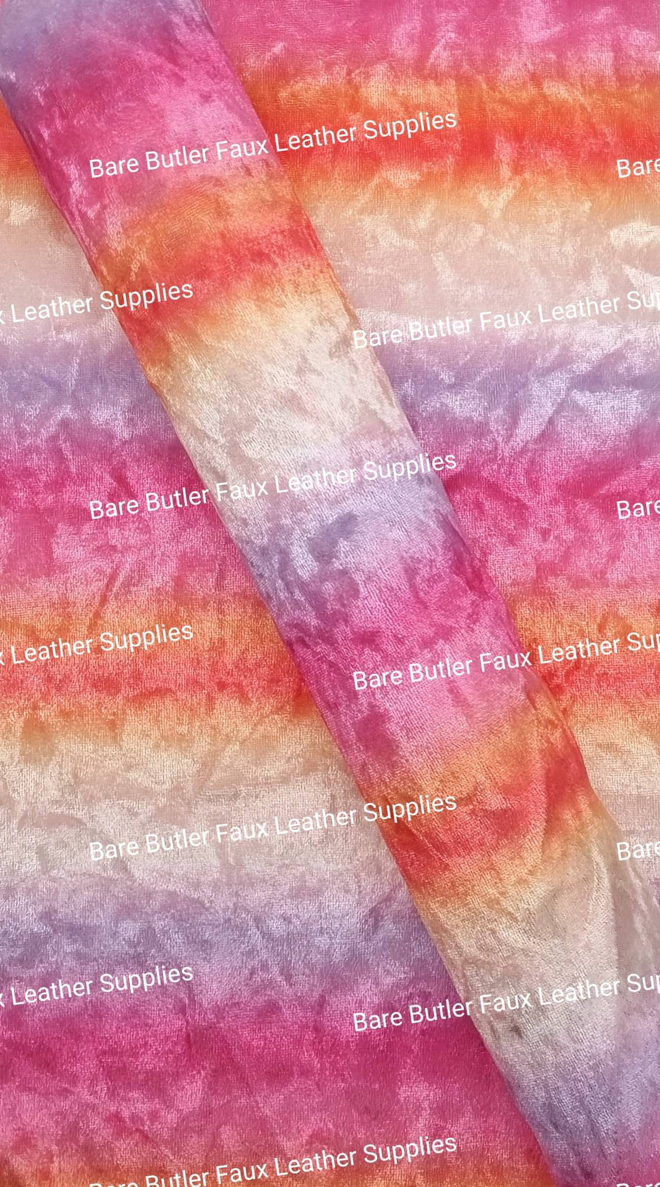 Soft Crushed Velvet Fabric - Pink/Purple Mix - Bare Butler Faux Leather Supplies
