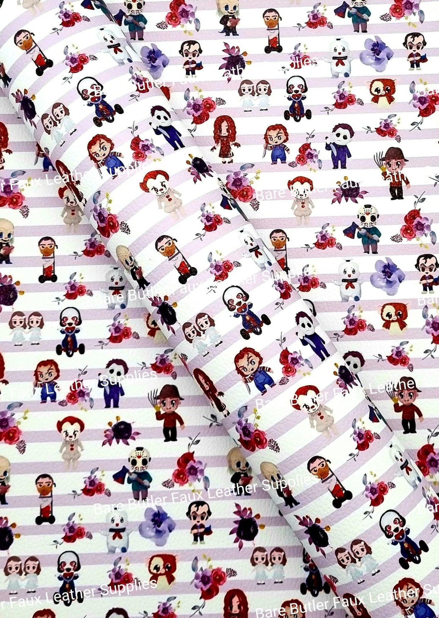Purple & White Halloween Characters Litchi - Bare Butler Faux Leather Supplies
