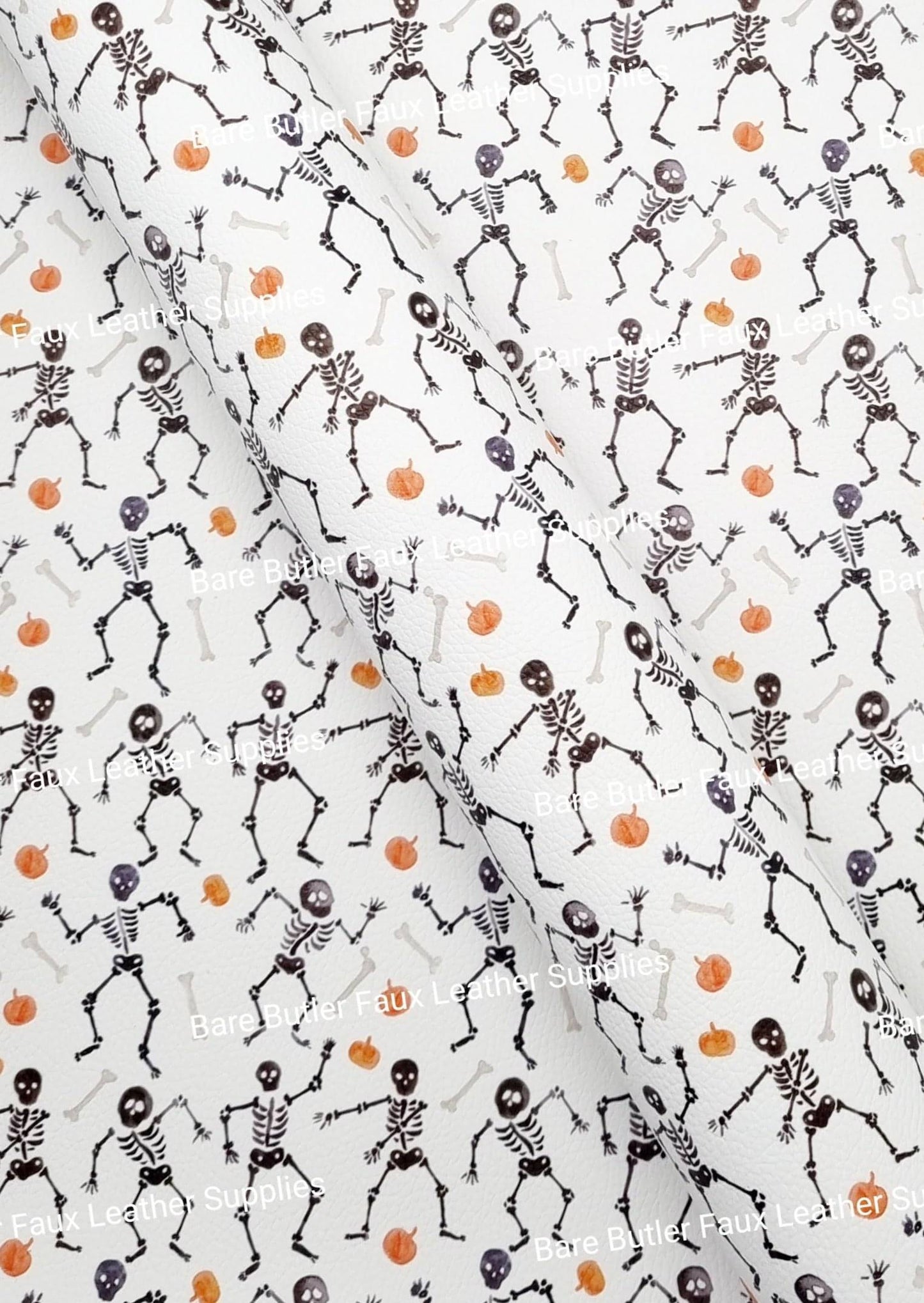 Dancing Skeletons White Litchi - Bare Butler Faux Leather Supplies