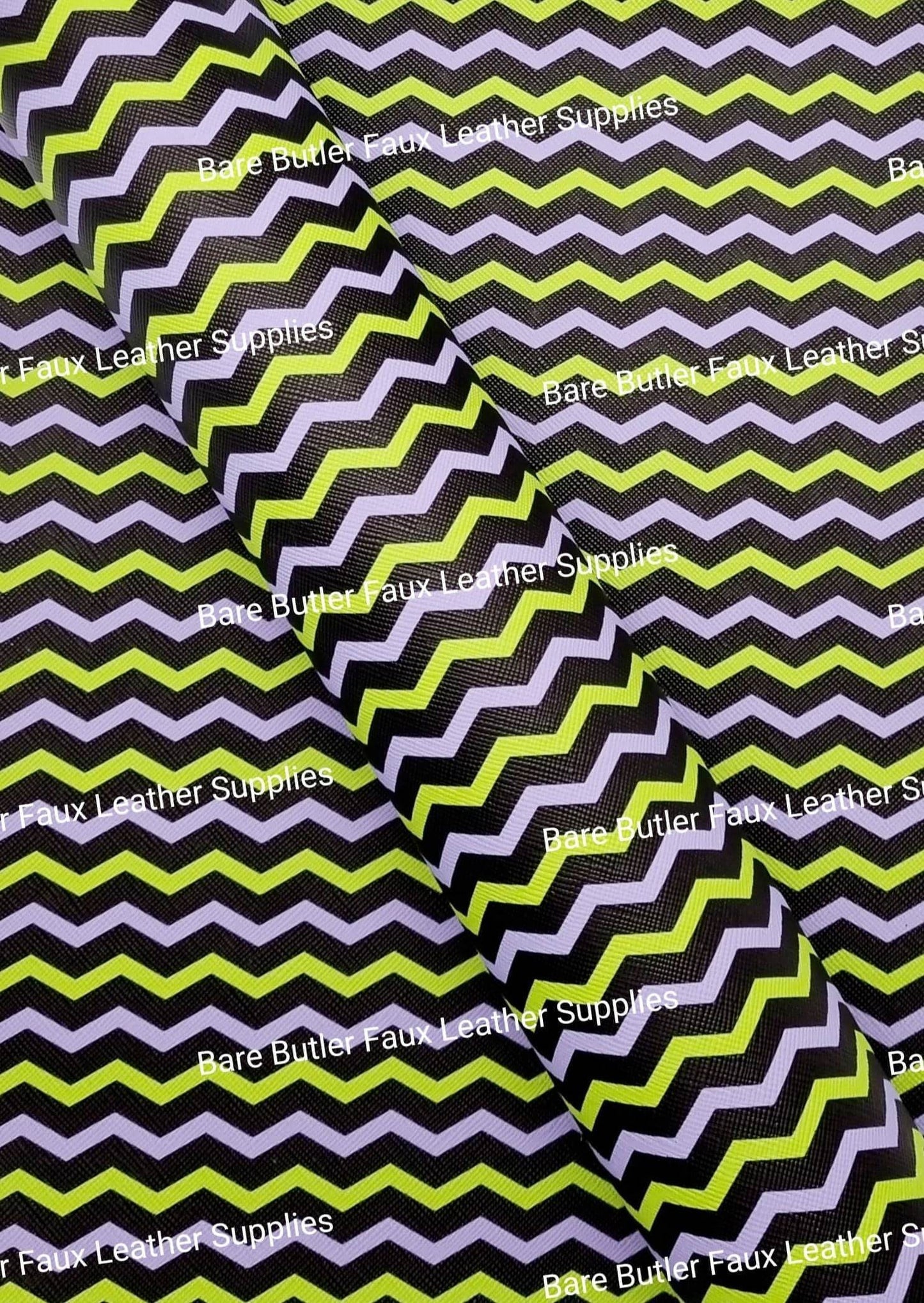 Green & Purple Zig Zag Faux Leather - Bare Butler Faux Leather Supplies
