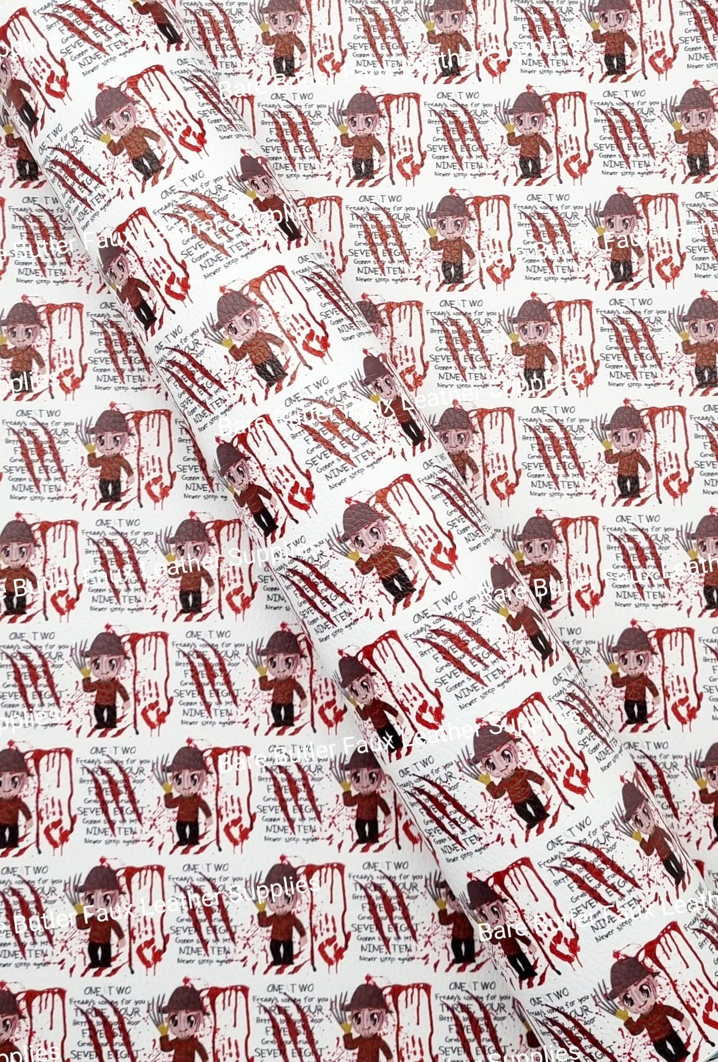 One, Two Freddy's Coming For You Litchi - Bare Butler Faux Leather Supplies