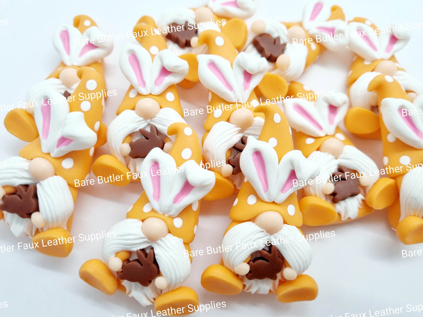 Bunny Gnome Orange Holding Chocolate Rabbit - Bare Butler Faux Leather Supplies