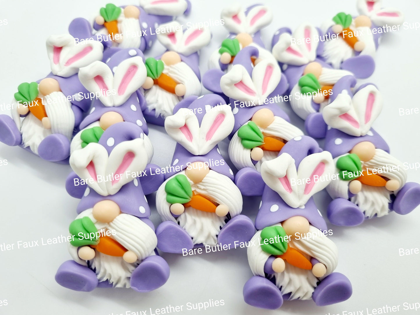 Bunny Gnome Purple Holding Carrot - Bare Butler Faux Leather Supplies