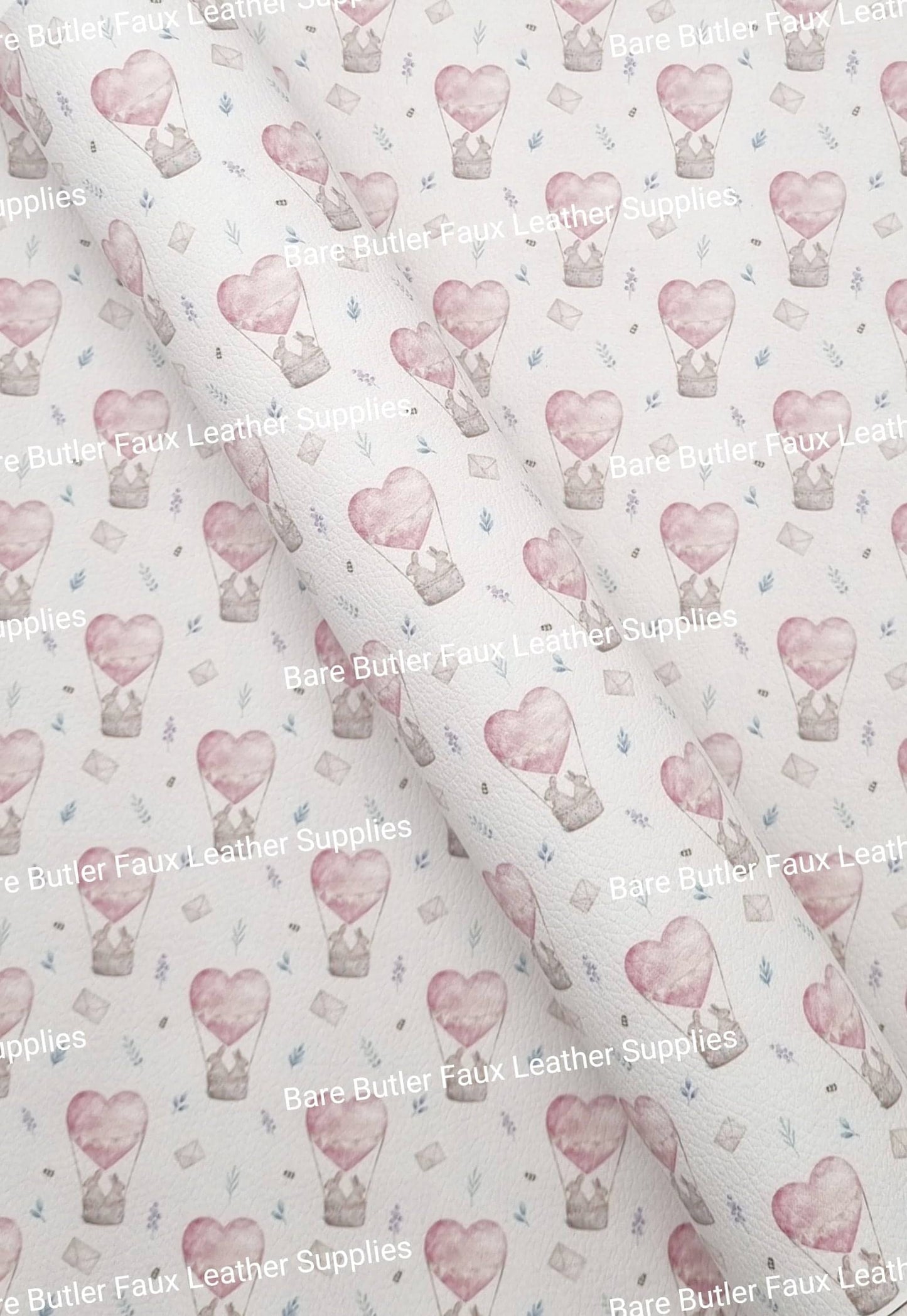 Bunny's in Heart Balloon Litchi - Bare Butler Faux Leather Supplies