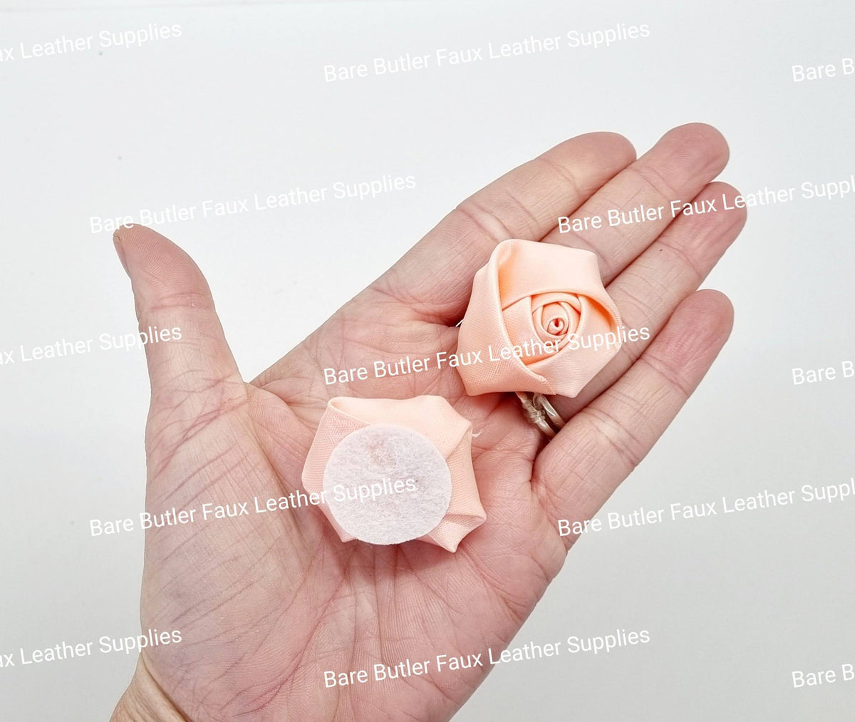 Satin Flower Buds - Peach - Bare Butler Faux Leather Supplies