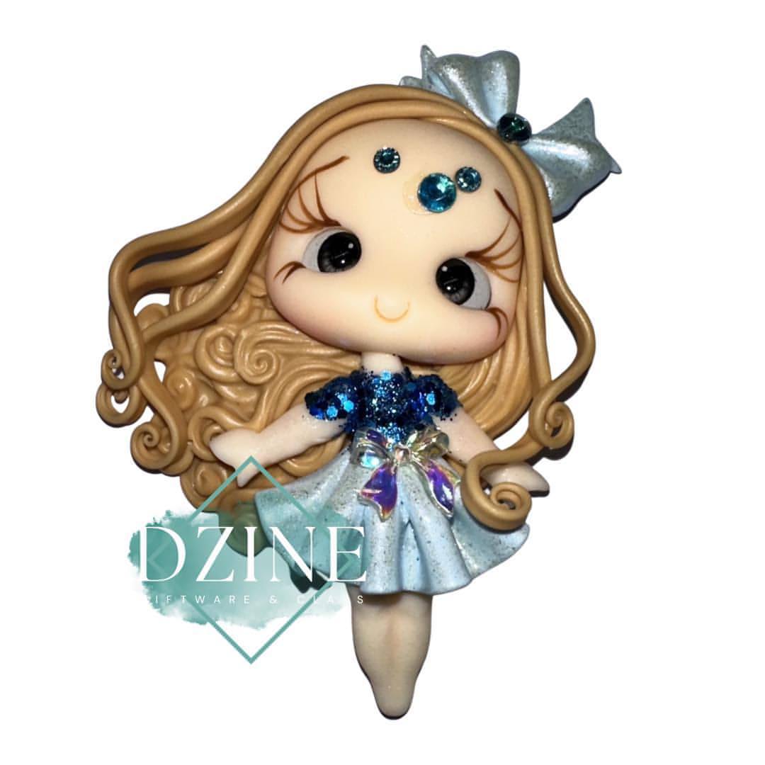 Girl in Blue Dress with bow