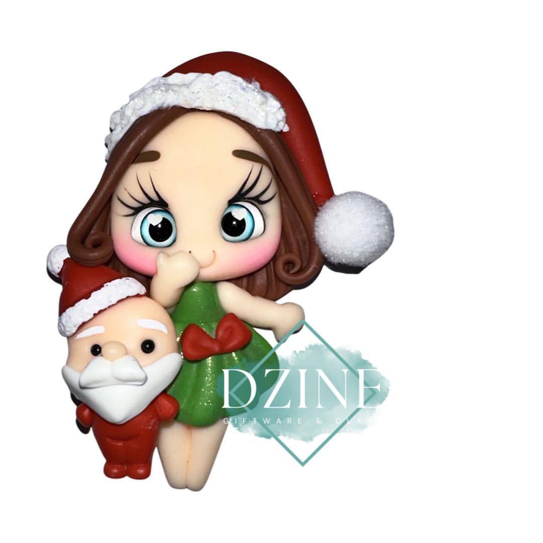 Christmas girl with santa brown hair