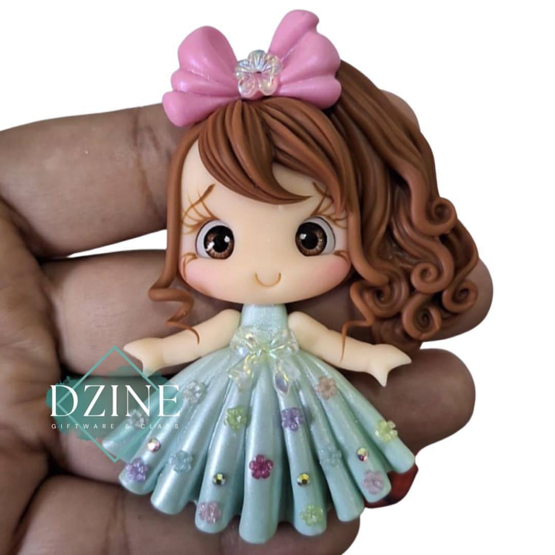 Girl in long blue dress