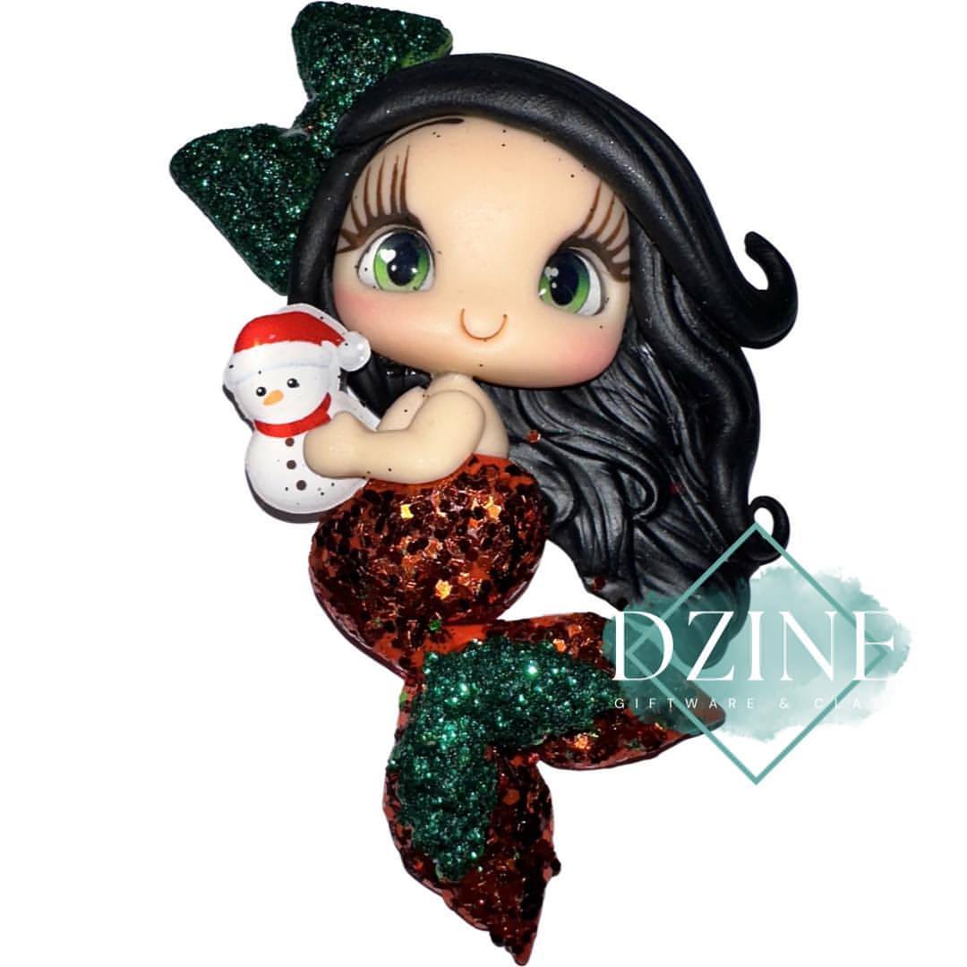 Christmas mermaid with snowman