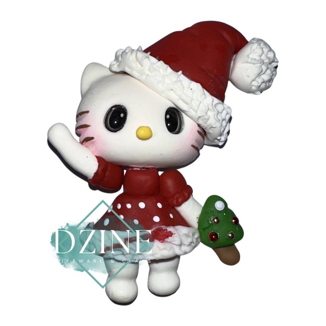 Christmas Kitty in red polka skirt