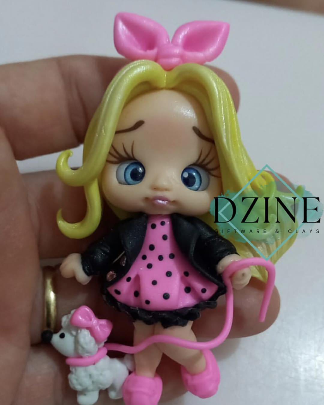 Ely's hot pink girl in black jacket