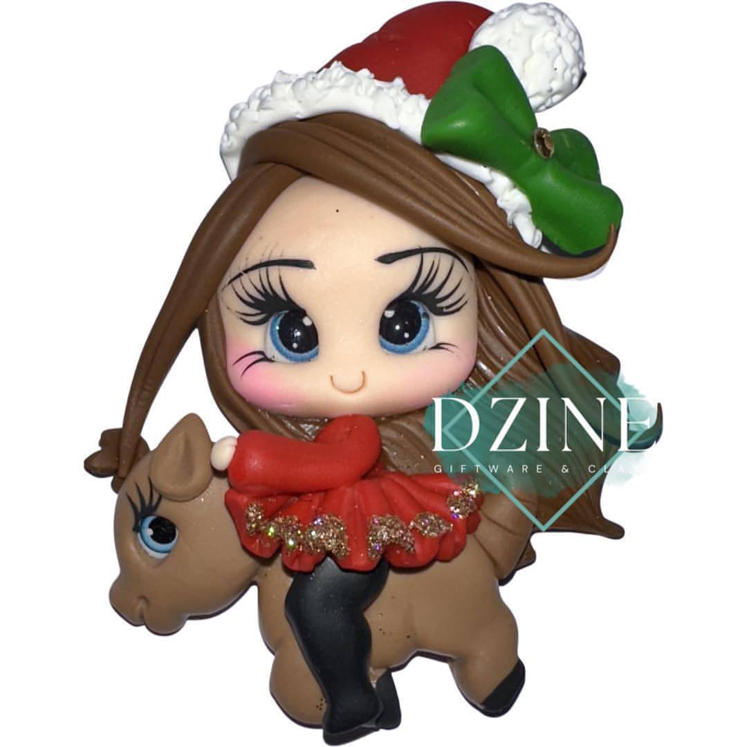 Christmas girl on reindeer brown hair