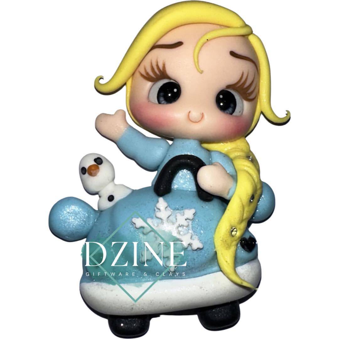 Snow princess in blue snowflake car