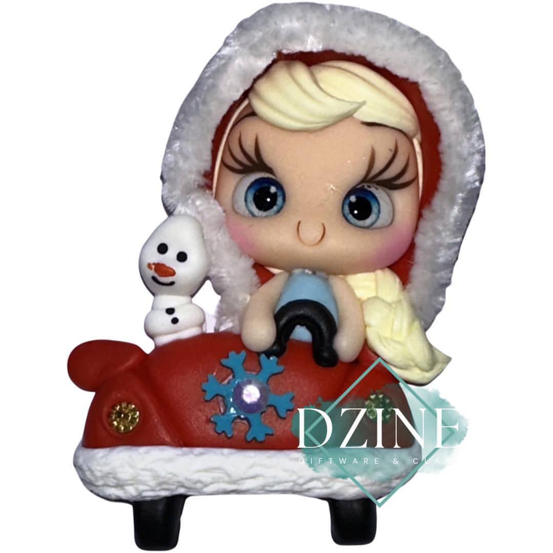 Christmas Snow Princess in red car with blonde hair