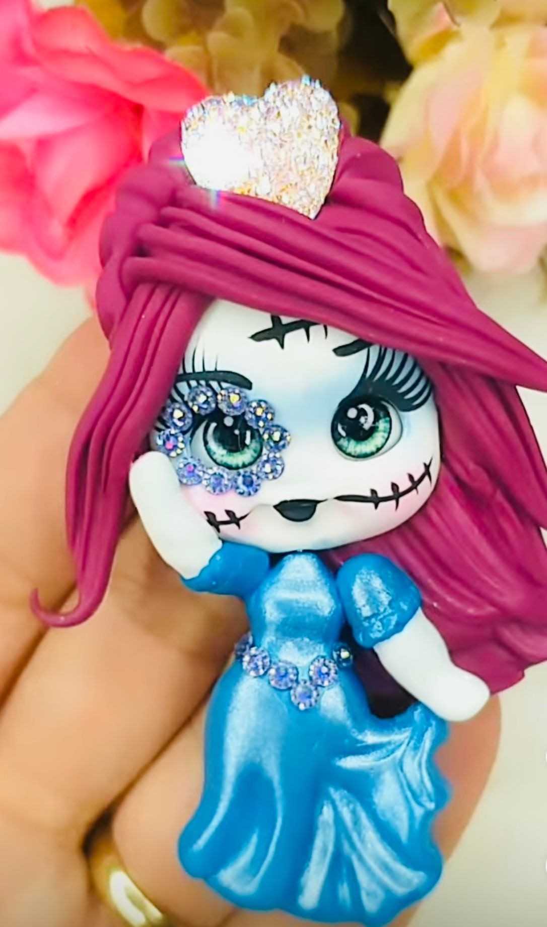 Sugar Skull girl in blue dress