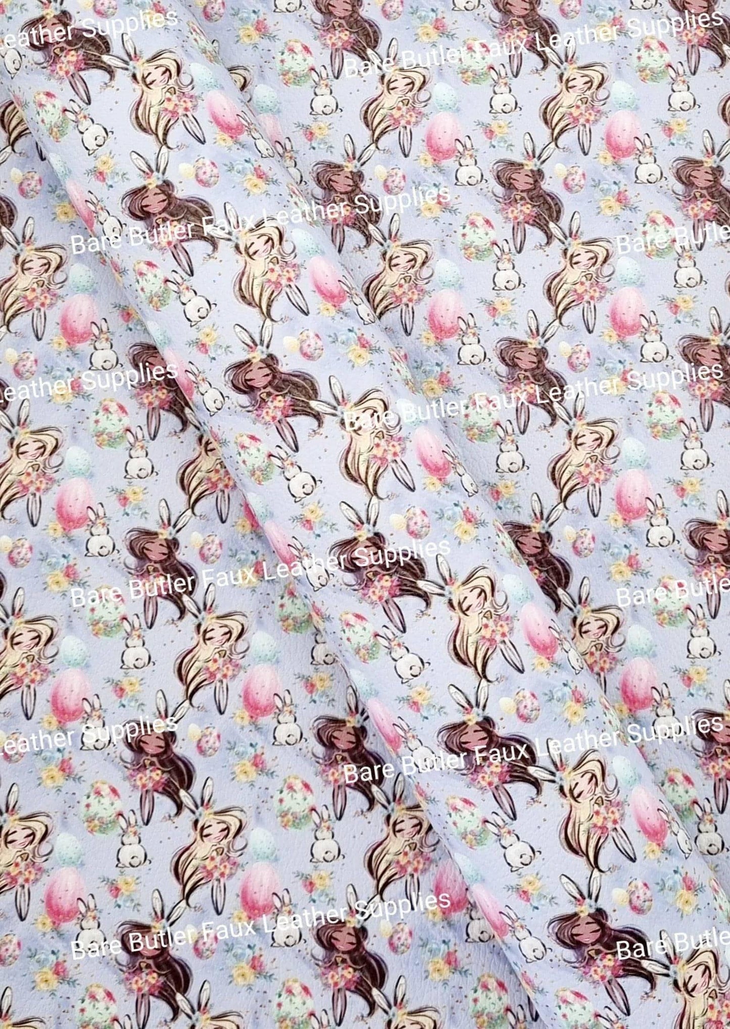 Easter Parade Blue Litchi - basket, Bunny, bunny Feet, ears, Easter, Easter Parade, Faux, Faux Leather, hop, Leather, leatherette, Litchi, rabbit - Bare Butler Faux Leather Supplies