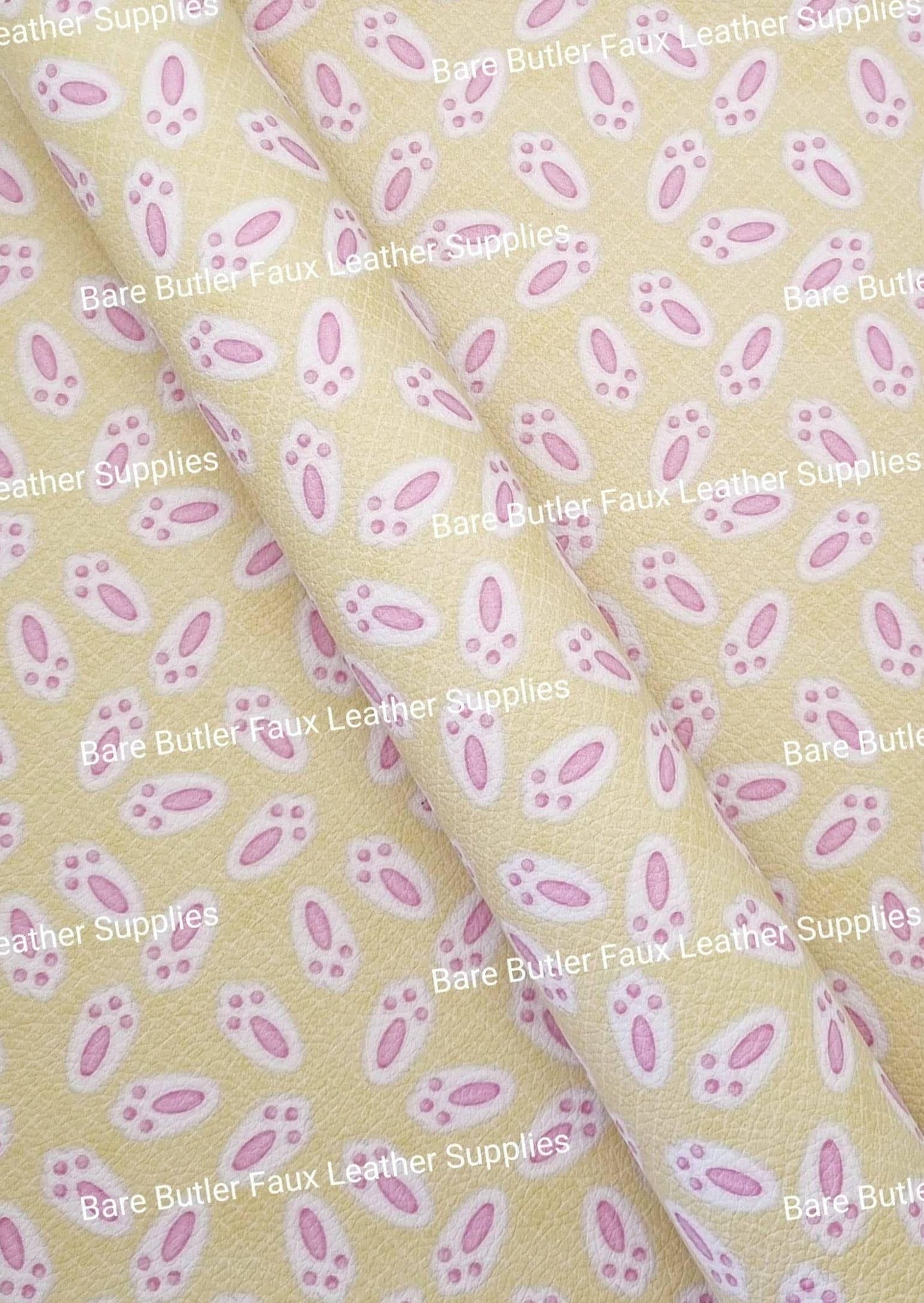 Bunny Feet Yellow Litchi - Bunny, bunny Feet, ears, Easter, Faux, Faux Leather, hop, Leather, leatherette, Litchi, yellow - Bare Butler Faux Leather Supplies