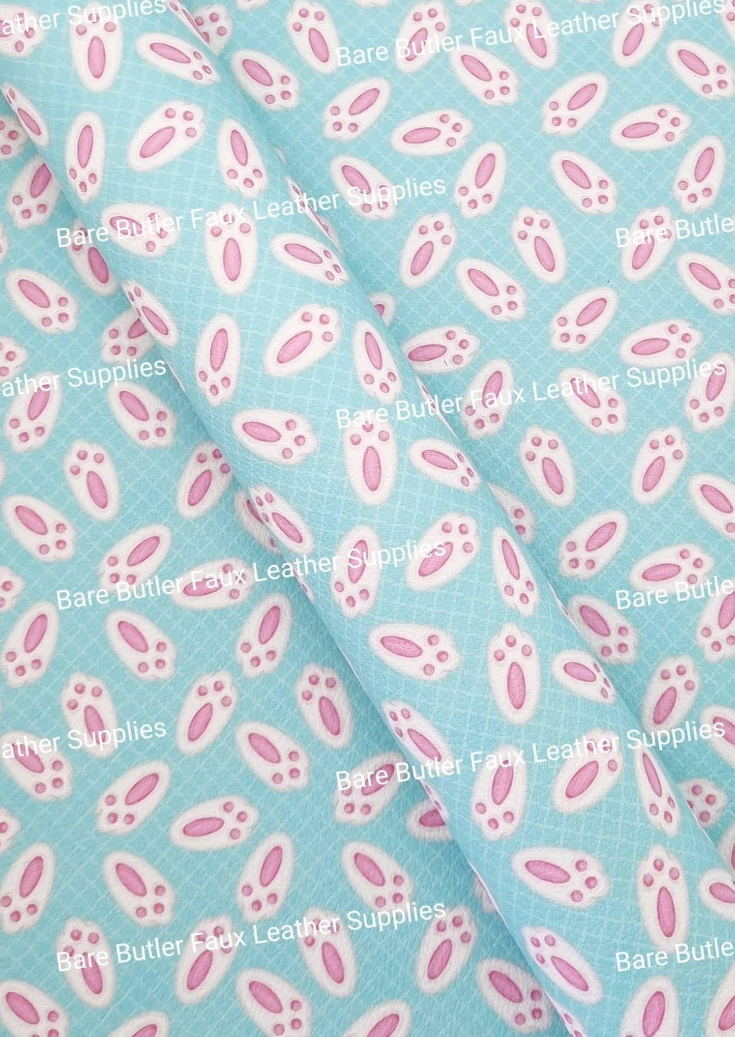 Bunny Feet Blue Litchi - Blue, Bunny, bunny Feet, ears, Easter, Faux, Faux Leather, hop, Leather, leatherette, Litchi - Bare Butler Faux Leather Supplies
