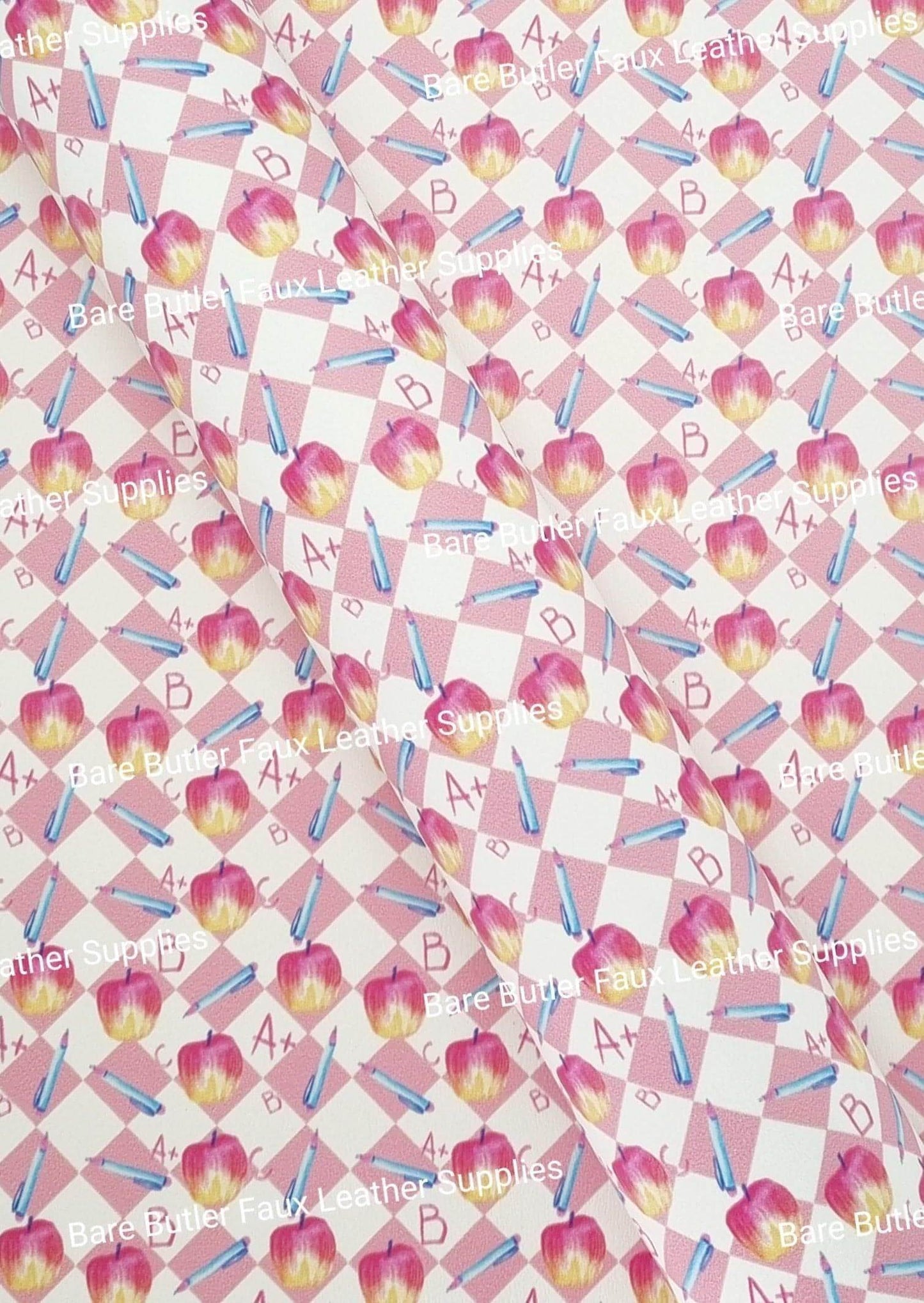 A,B,C's & Apples Litchi - Limited Stock - Faux, Faux Leather, Leather, leatherette - Bare Butler Faux Leather Supplies