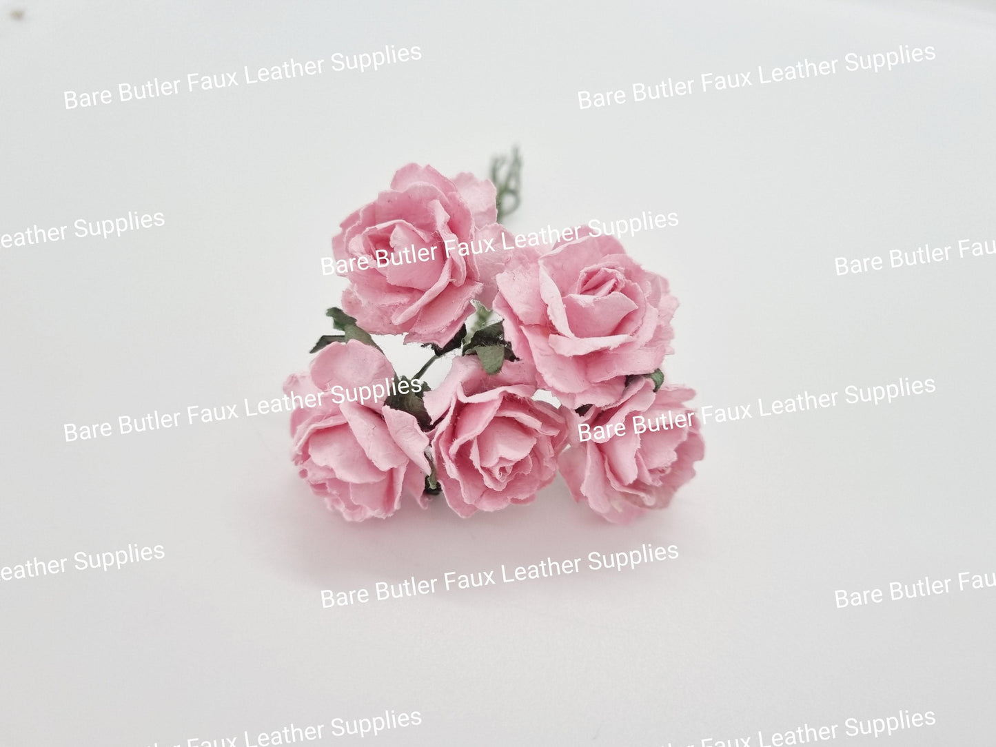 Mini Roses Pink 5 Pack - berry, Embelishment, Flower, mini, Mulburry, mullberry, rose, yellow - Bare Butler Faux Leather Supplies