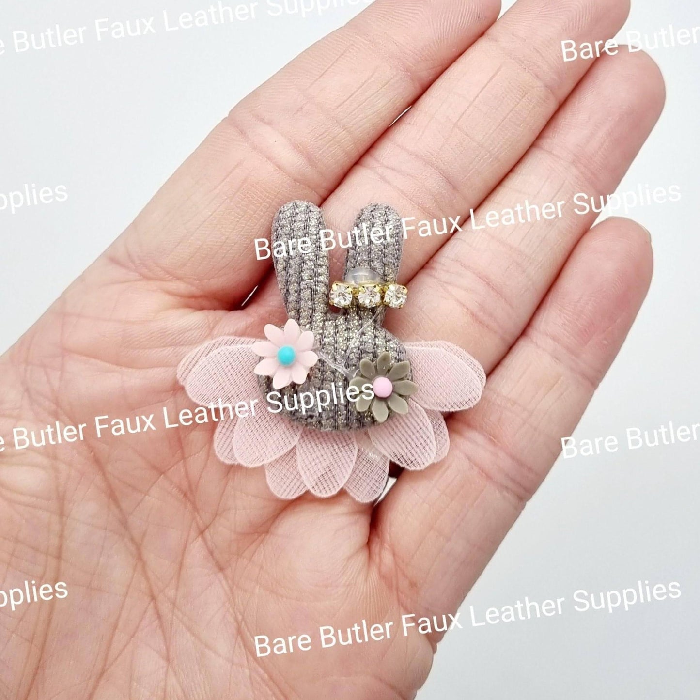 Floral Rabbit Appliques - Easter, Embelishment, rabbit - Bare Butler Faux Leather Supplies