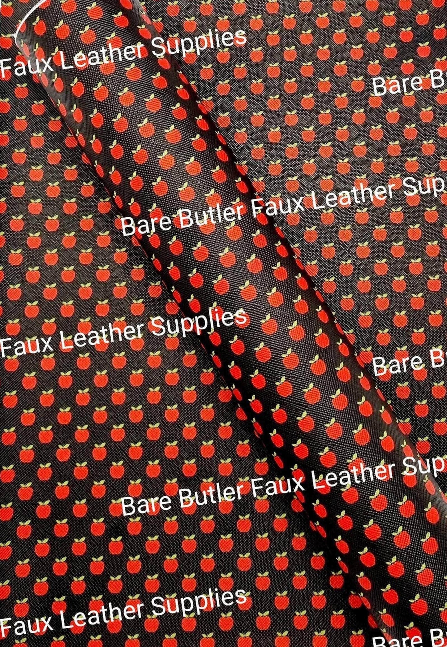 Apple Faux Leather - Apple, Faux, Faux Leather, Flora, Floral, florals, flower, Flowers, Leather, leatherette - Bare Butler Faux Leather Supplies