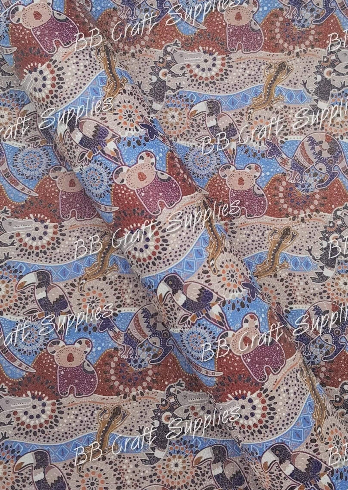 Australian Art - Animal, art, Australian, blossom, Boomeangs, boomerang, eucalyptus, Faux, Faux Leather, floral, indigenious, indigenous, Leather, leatherette, tribal, Tropical - Bare Butler Faux Leather Supplies