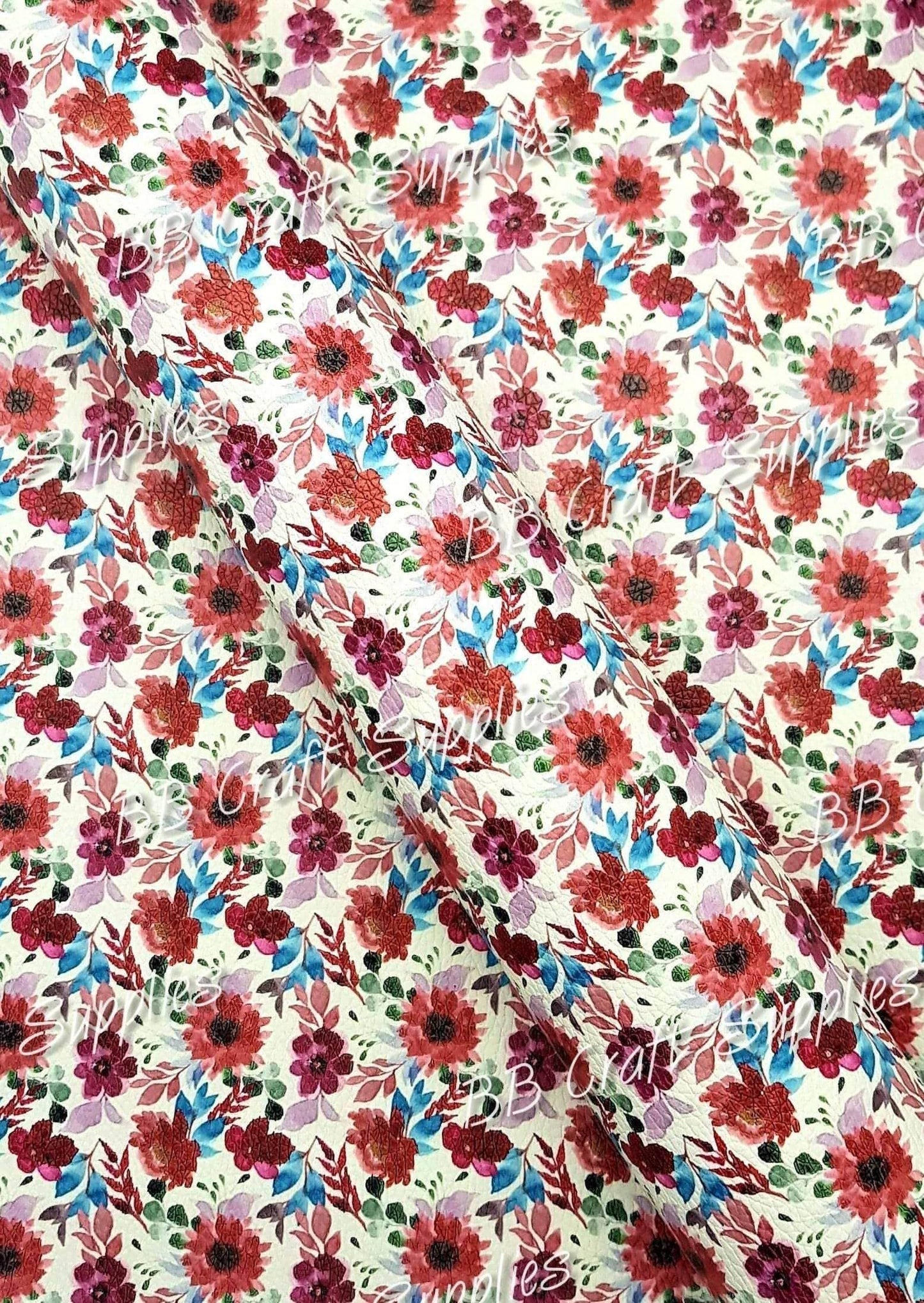 Autumn Florals Litchi - autumn, Faux, Faux Leather, Flora, floral, Florals, flower, Flowers, Leather, leatherette, Litchi - Bare Butler Faux Leather Supplies