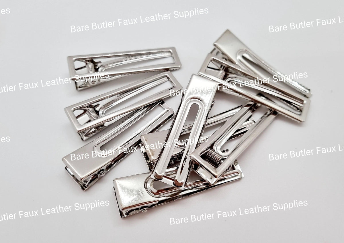 Barrette Clips Rectangular 10 Pack - Accessories, barrette, Clip, Hair, Hair clips - Bare Butler Faux Leather Supplies