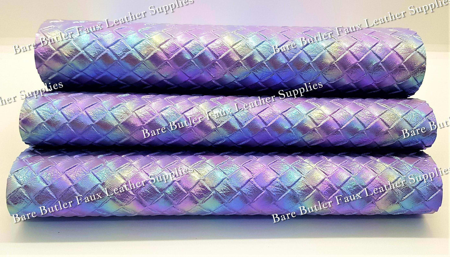 Basket Weave Metallic Purple - Basket, Faux, Faux Leather, Leather, leatherette, pattern, weave - Bare Butler Faux Leather Supplies