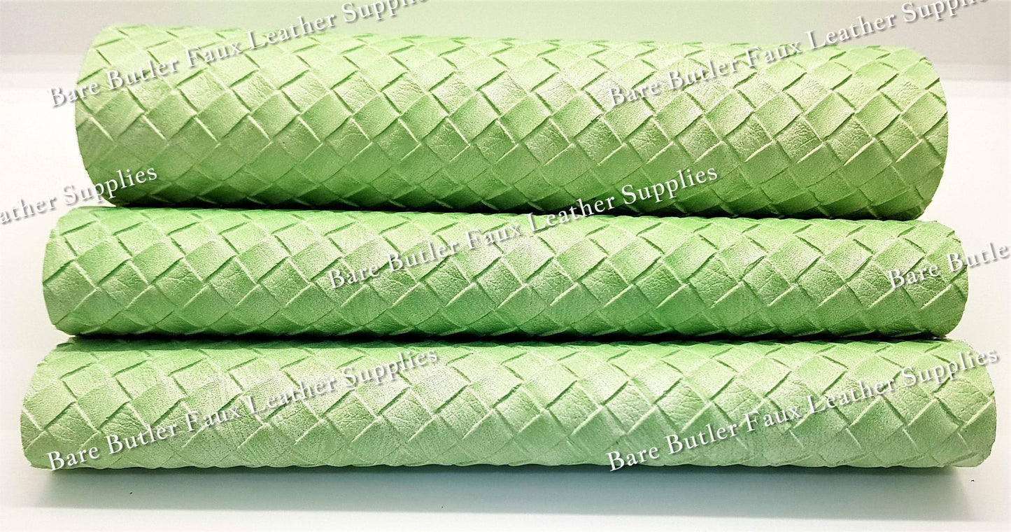 Basket weave Mint - Faux, Faux Leather, Floral, Glitter - Bare Butler Faux Leather Supplies