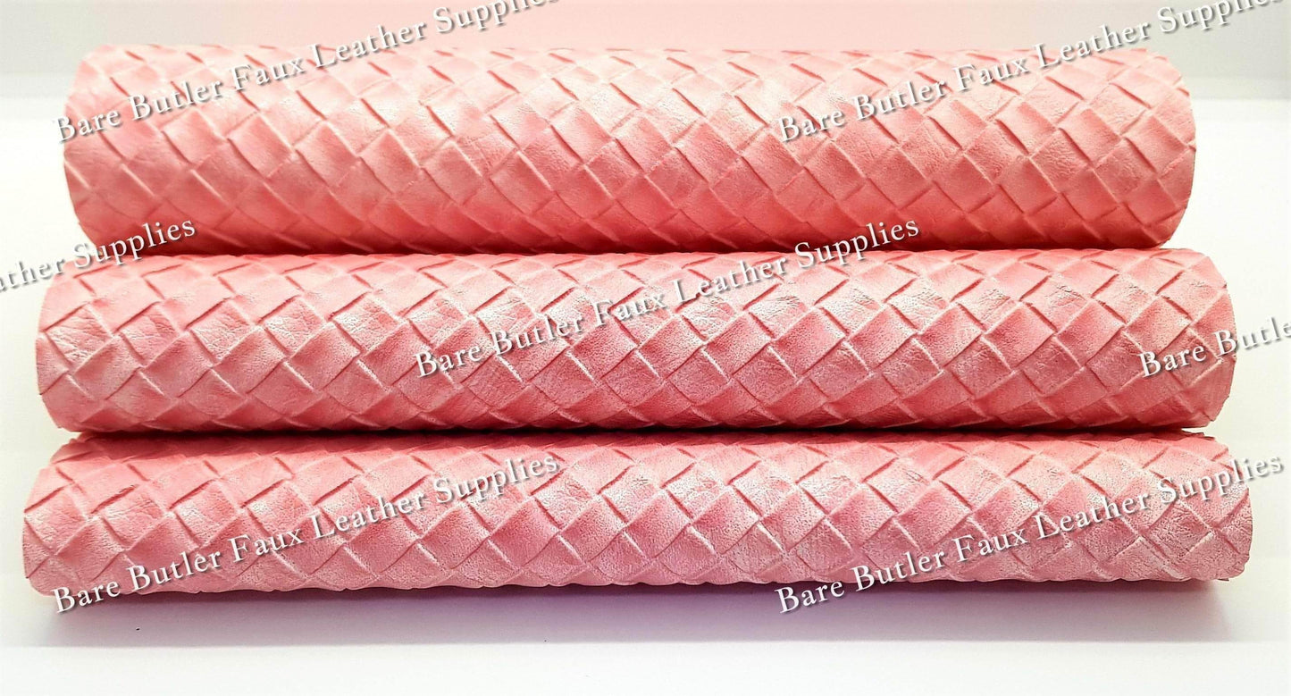 Basket weave Pink - Faux, Faux Leather, Floral, Glitter - Bare Butler Faux Leather Supplies