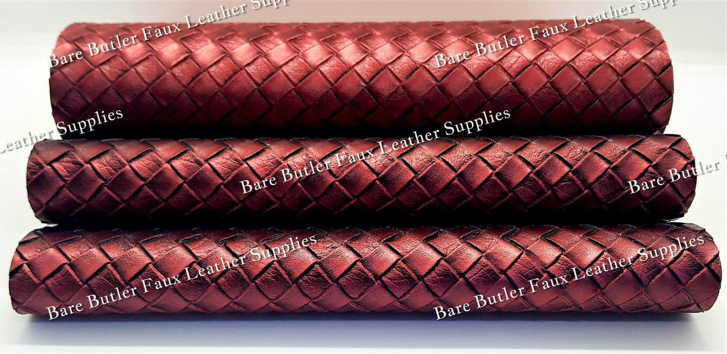 Basket weave Plum - Faux, Faux Leather, Floral, Glitter - Bare Butler Faux Leather Supplies